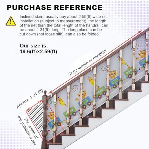 Image of SNOWIE SOFT� 19.6 * 2.59ft Baby Safety Net Guards Stairway Rail Net Thicken Polyester High Stairway Baby Guards with 75 Nylon Zip Ties Ropes Safety Net for Stairway, Patios, Balcony