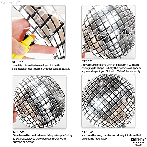 Image of KatchOn, Big Silver Disco Ball Balloons - 22 Inch, Pack of 6 | Disco Party Decorations, 4D Sphere Disco Balloons for 70s Theme Party Decor, Bachelorette Party Decorations | Graduation Decorations 2026