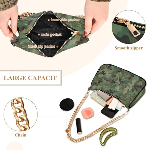 Classic Green Camouflage Ladies Shoulder Bag Floral for Women Evening Clutch Purse Chain Strap Zipper Phone Bag Purse4