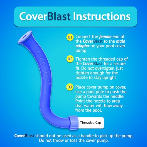 Image of Pool Cover Pump Attachment - Pack of 2 USA-Made & Patented Pool Cover Pump Hose Alternative w / 25ft. Range - Easy-to-Install & Use Year-Round - Replaces Traditional Hoses (Original Blue)