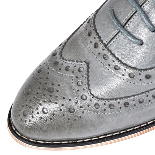 Image of Mona flying Women's Leather Perforated Lace-up Oxford Brogue Wingtip Shoes