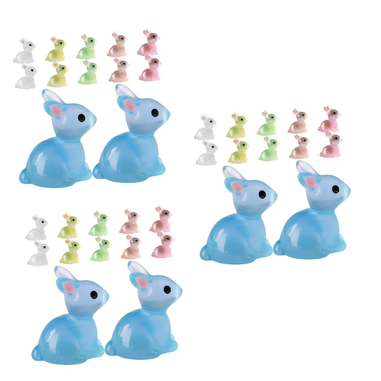 Milisten 24 Stück Miniatur Kaninchen Figuren Harz - Leuchtende Deko Für Garten & Zimmer