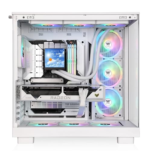 Image of Thermaltake View 380 XL TG ARGB; 4x120mm ARGB Lite Fans Included; 360mm Radiator Support; 420mm GPU Clearance; Hidden Connector Support; Dual Chamber; Snow; CA-11E-00M6WN-AZ