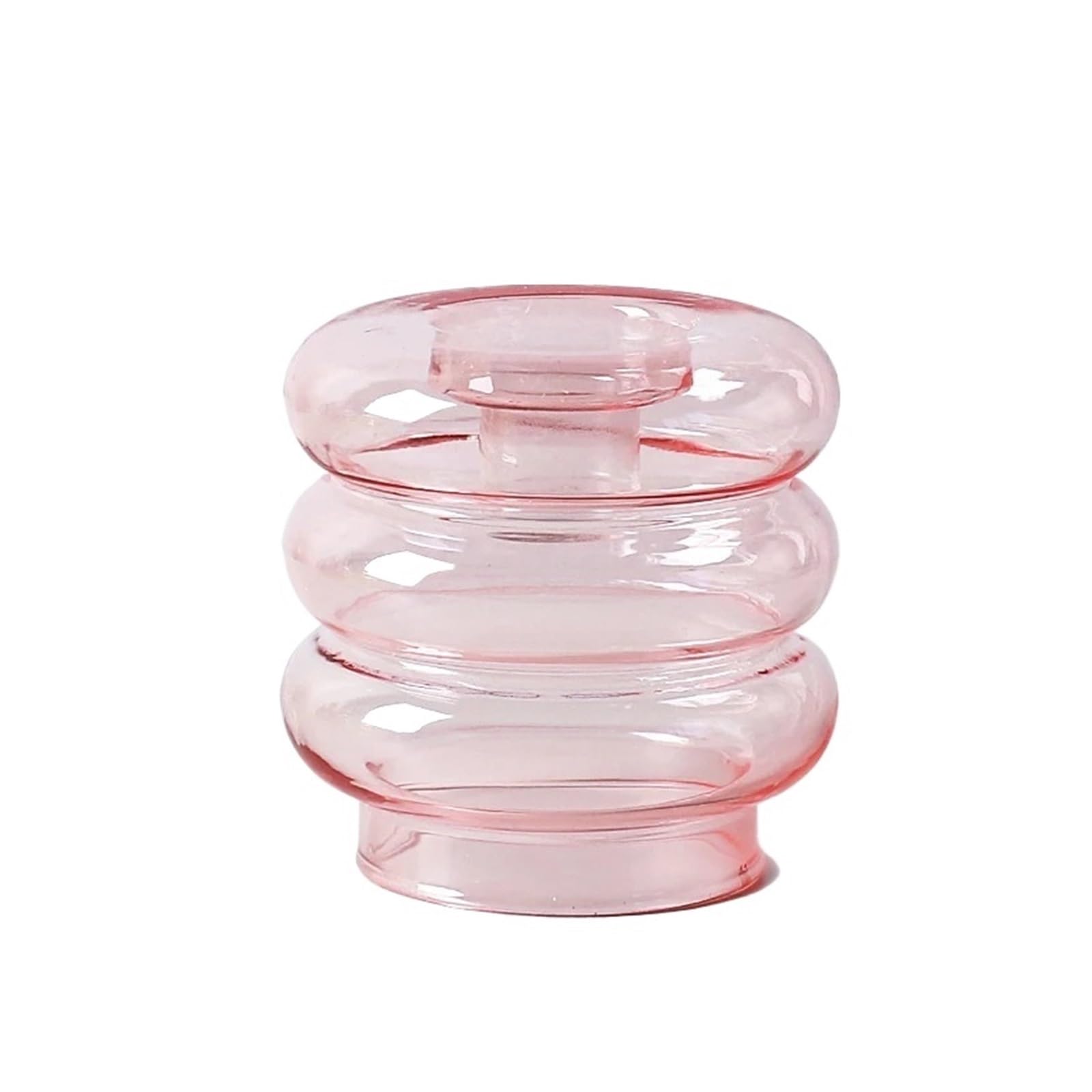 Zhouxyfdc Pink Candlestick Holders Glass Taper Candle Holders Transparent Candlestick Stand Centerpiece Table Ornament Tealight Vase Wedding Party Home Decoration(Pink)