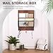Yalikop Farmhouse Mail Organizer Wall Mounted Rustic Mail Holder Hanging Key Sorter with 3 Hooks Indoor Wooden Wall Mounted, Letter, Magazines, Newspapers, Keys(Dark Brown)
