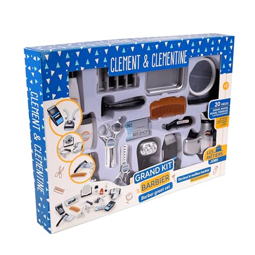 Set coiffeur Jeu d'imitation Barbier CLEMENT CLEMENTINE Tondeuse sèche cheveux rasoirs Dès - vue 4