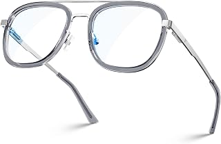 VISOONE Acetate Metal Rim Blue Light Blocking Glasses Square with Anti Glare for Computer Women and Men HUBBARD
