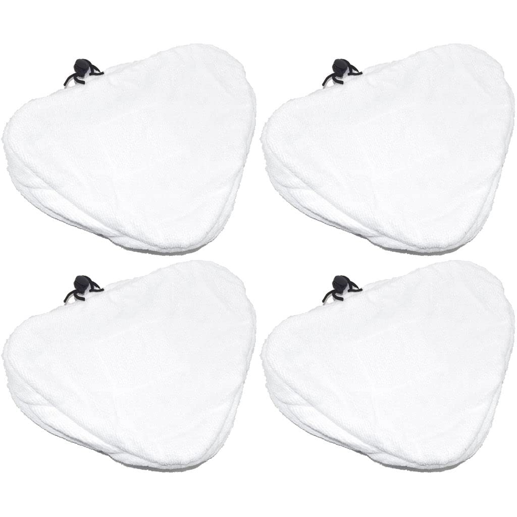 Ufixt White 4X Steam Mop Microfibre Cleaning Cloth Cover Pads Kit Compatible With Vax Triangular Head Drawstring Replacement Spare Part