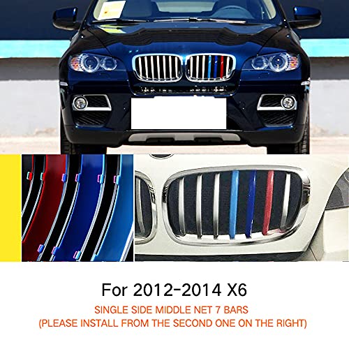 Image of M-Colored Stripe Grille Insert Trims for BMW Accessories, ABS Car Accessories for BMW Grill Stripes X6 12-14 E71 7-Beam
