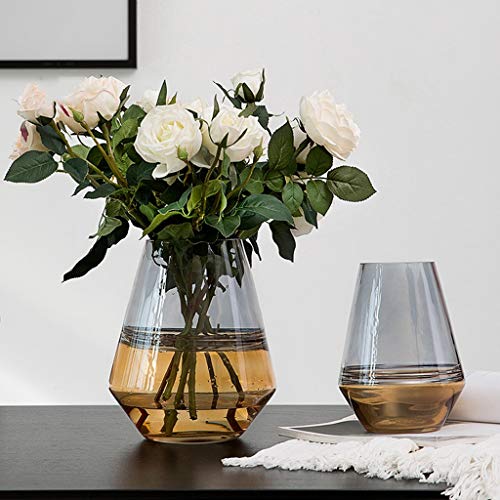 AOYANQI-Bloemstuk Side Table Vaas, Amber And Living Room Vaas grijze stiksels Vaas Heavy Glasvaas Rose tulpenvaas Wedding, 5 Styles Tafeldecoraties (Size : 15 * 15 * 25CM) - Afbeelding 4