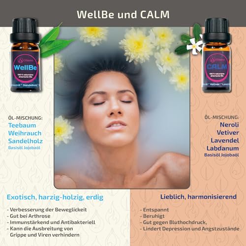 OLLEENO® Ätherisches Öle Set, Reines Natürliche Duftöle Set 6 x 10ml Essential Oils für Aromatherapie 100% naturrein Massage Düftöl, Ätherisches Öl für Diffuser Luftbefeuchter, Kerzen und Duftlampe – Bild 4