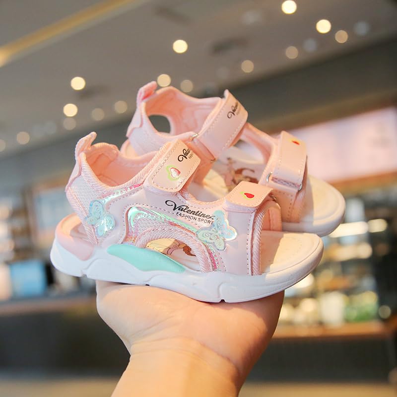 Girls' Butterfly Sport Sandals, Pink Summer Beach Shoes with Straps, Lightweight Comfort Footwear2