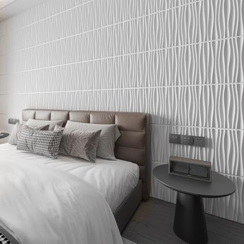 Image of Art3d PVC Wavy Textured 3D Wall Panels, 15.7 x 11.8 Inch, 24-Pack, White