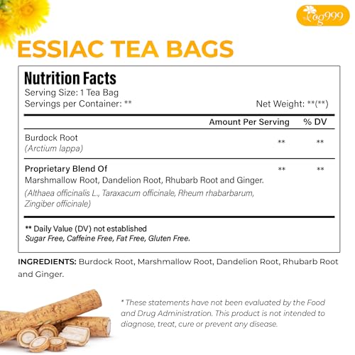 Image of TOG Premium 60 Essiac Tea Bags - Rene's and Ojibwe - Original 4-Herb Formula Since 1922, 100% Natural & Pure, Caffeine-Free, No Additives or Preservatives, Non-GMO, Plant-Based & Vegan