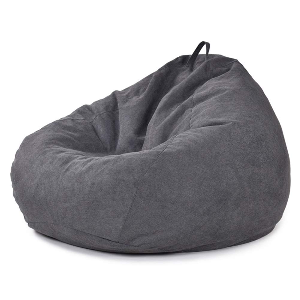Adult Soft Comfy Bean Bag Chairs Sofa Cover, Plush Toy Storage Clothes Organizer Solid Color Simple Design Linen Chair Sofa Cover, without Filling,Black,XXL