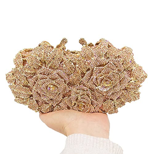 Image of Boutique De FGG Mini Flower Evening Bags For Women Formal,Party Rhinestone Clutch Purses,Wedding Floral Crystal Clutch Bag