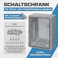 BOXEXPERT® Verteilerkasten außen wasserdicht [ABS Kunststoff IP65 Gehäuse inkl. Sichttür] grau (Serie Fleet) 400x300x170mm | Schaltschrank außen | Wandschrank | Industriegehäuse | Leergehäuse – Ansicht 2