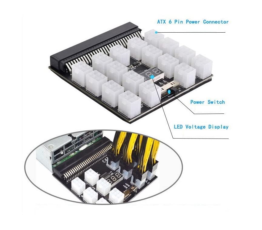 RANY Modulo di Potenza Breakout Board Con 12pcs 6Pin a 8Pin Cavo Per Hp 1200W 750W PSU Gpu PC Alimentazione Ethereum Eth Mining