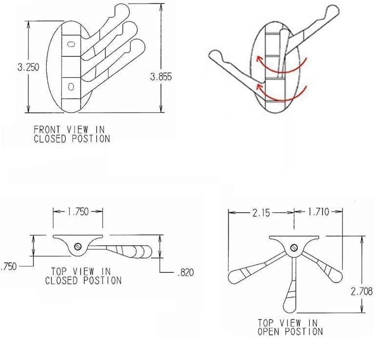 Multifunctional Hook Swivel Towel Hook Wall Mounted Towel Robe Clothes Hat Coat Foldable Arm Clothes Hanger Rack Robe Hook Heavy Duty Chrome (Chrome)