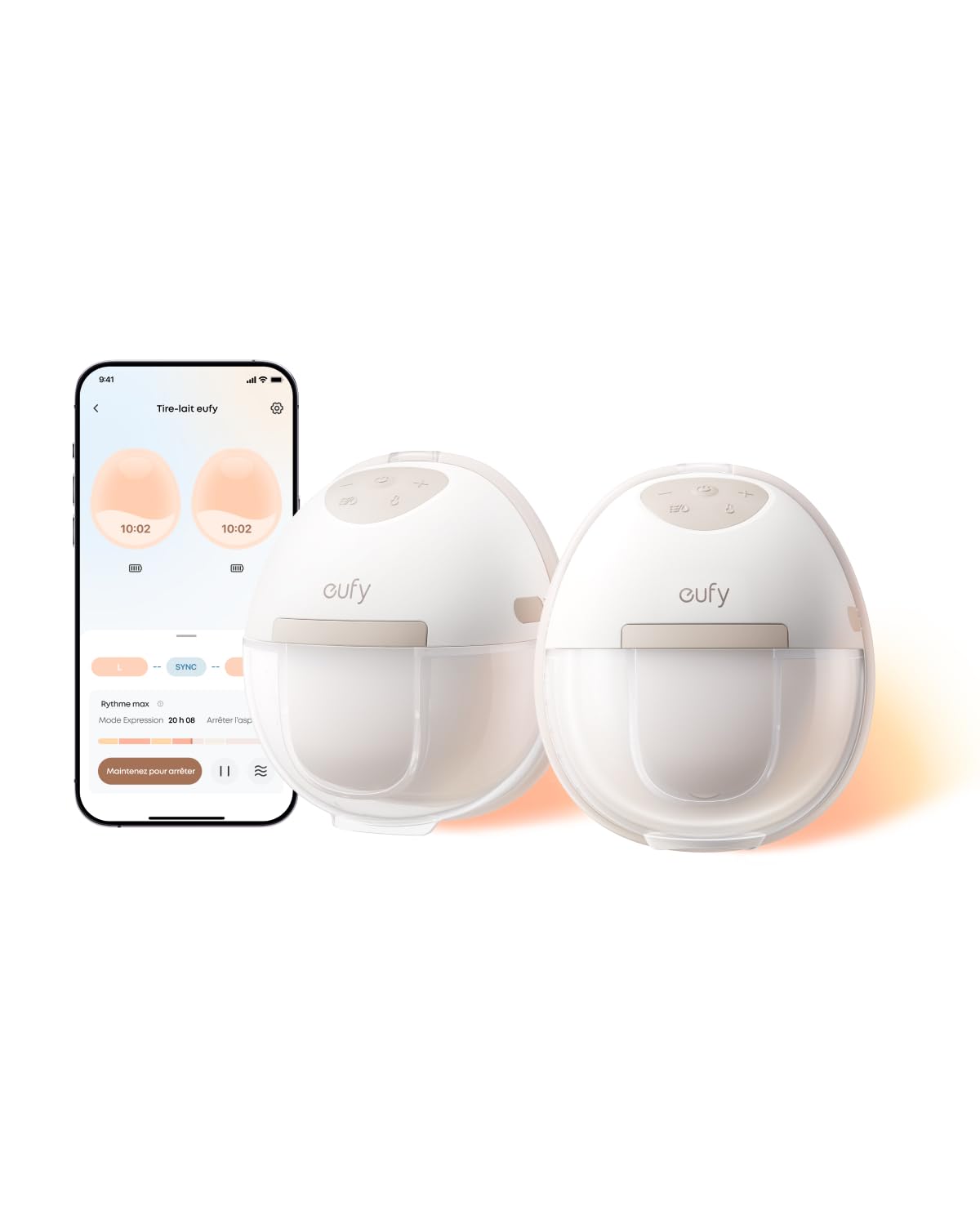 eufy E20 Tire-lait portable chauffant, 3 températures | Tire-lait électrique mains libres, HeatFlow, rythmes optimisés, aspiration de pointe, sans fuite, ultrafin et silencieux