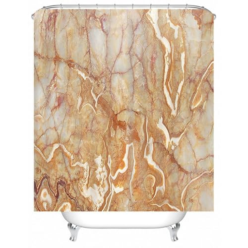 Rideau de douche anti-moisissure lavable en polyester beige marbré - 2