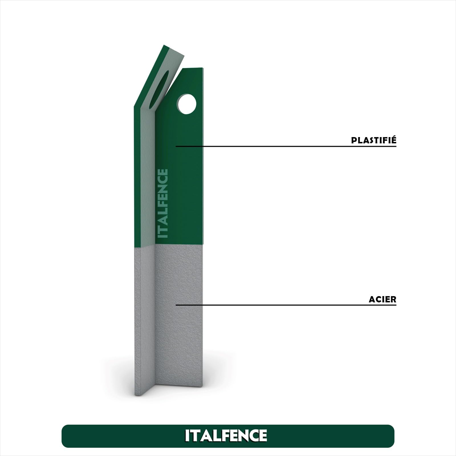 Lot de 10 jambes de force pour clôture en fer plastifié vert [H200cm]