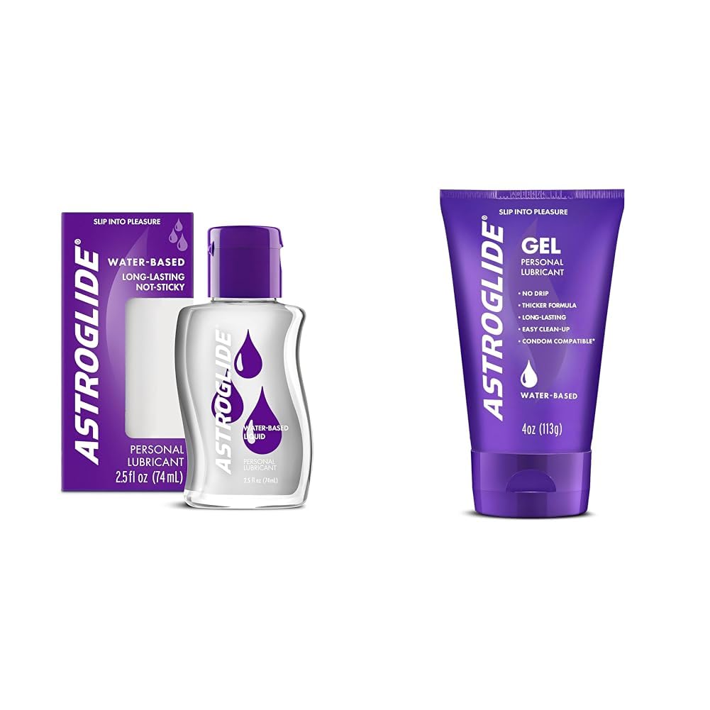 Astroglide Personal Lubricants Bundle - 2.5oz Liquid and 4oz Gel, Water Based Lubes, Long Lasting, Condom Compatible