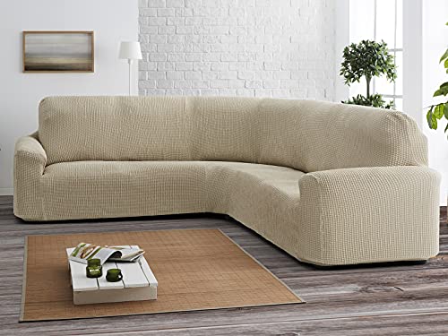 Belmarti Funda sofá Rinconera Milos - Full Adapt - Pequeña - Color Blanco-Negro C17