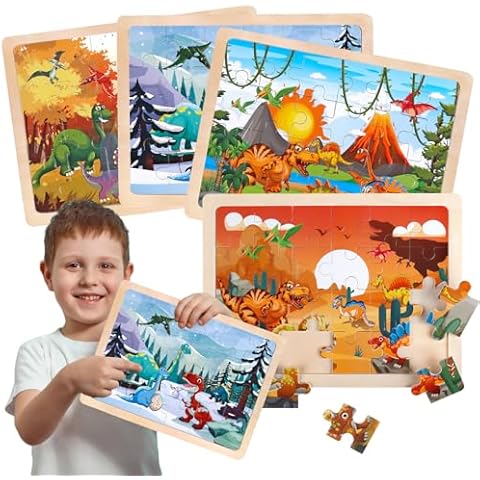 Dinosaur Wooden Jigsaw Puzzles for Kids Cover