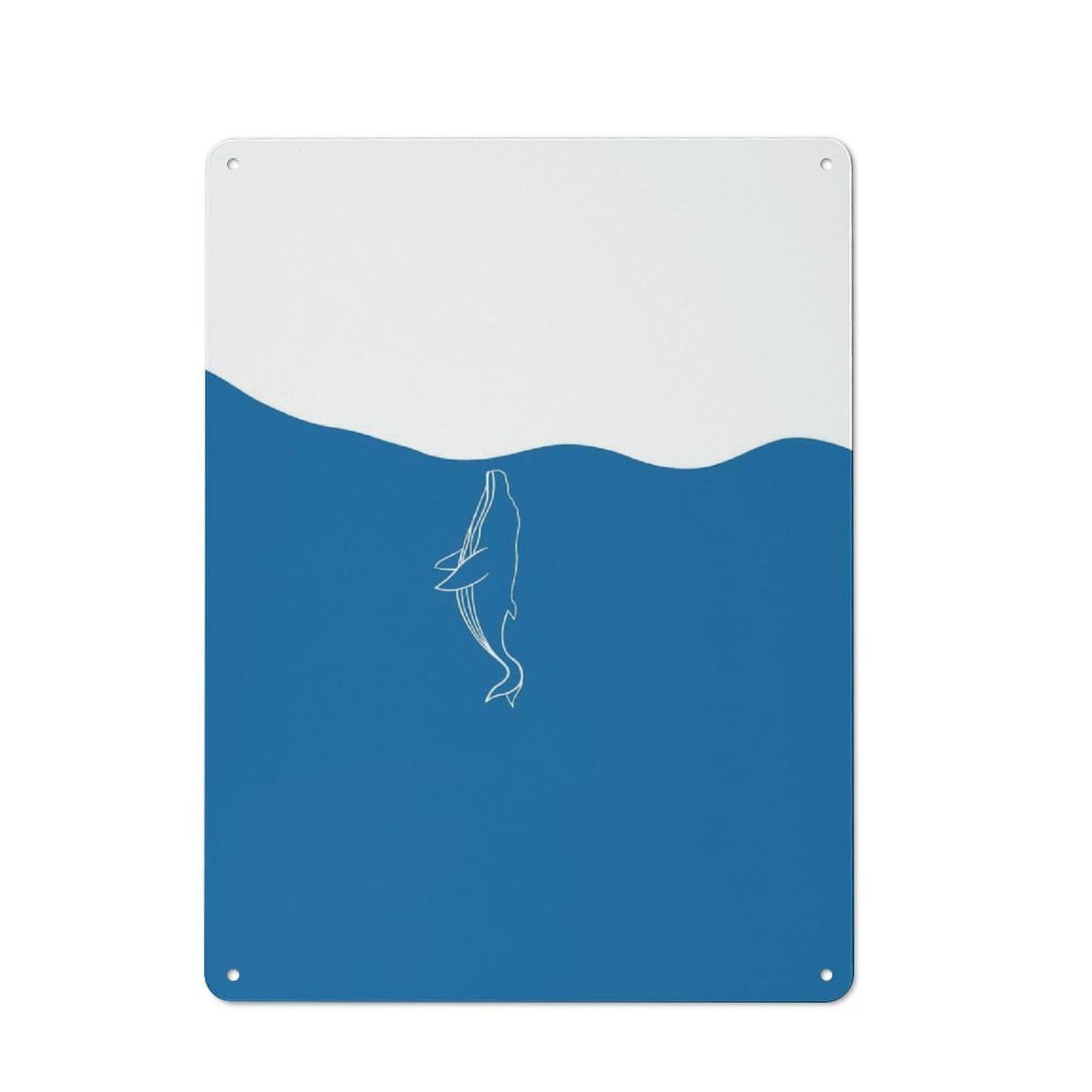 Junmoney Minimalist Whale In Blue Ocean Decorative Metal Plaque With Design 40X30cm, Vintage Porch Wall Decor For Shed, Garden Room, Porch Or Garage