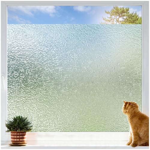 Coavas Window Privacy Film Decorative, Frosted Glass Window Film Non Adhesive, Static Cling, UV Blocking Window Clings for Home Office (Clear, 17.5 x 78.7 Inch)
