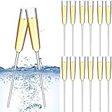 SiliFine 12 Pcs Floating Champagne Flutes 6oz Pool Floating Wine Glasses Acrylic Cocktail Goblet Cups with Long Stem for Summer Beach Party Wedding Birthday Supplies(Clear)