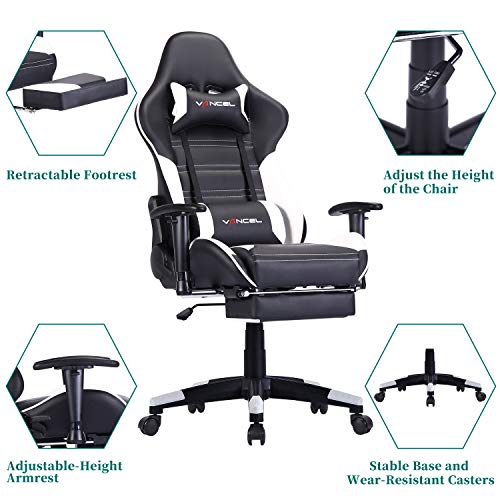 Silla-Gaming-Tela-Ergonomica-Sillones-de-Oficina-Racing-Gamer-Silla-con-Reposapies-Retractil-con-Lumbar-y-Reposacabezas-Negro-1