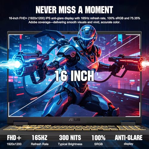 Image of ASUS TUF Gaming F16 5050 Gaming Laptop, Intel Core i5-13450HX, 16 inch FHD+ 165Hz Anti-Glare 100% sRGB, GeForce RTX 5050, 16GB DDR5, 1TB SSD, RGB Backlit KB, IR Camera, HDMI, Windows 11 Home, w /Bundle