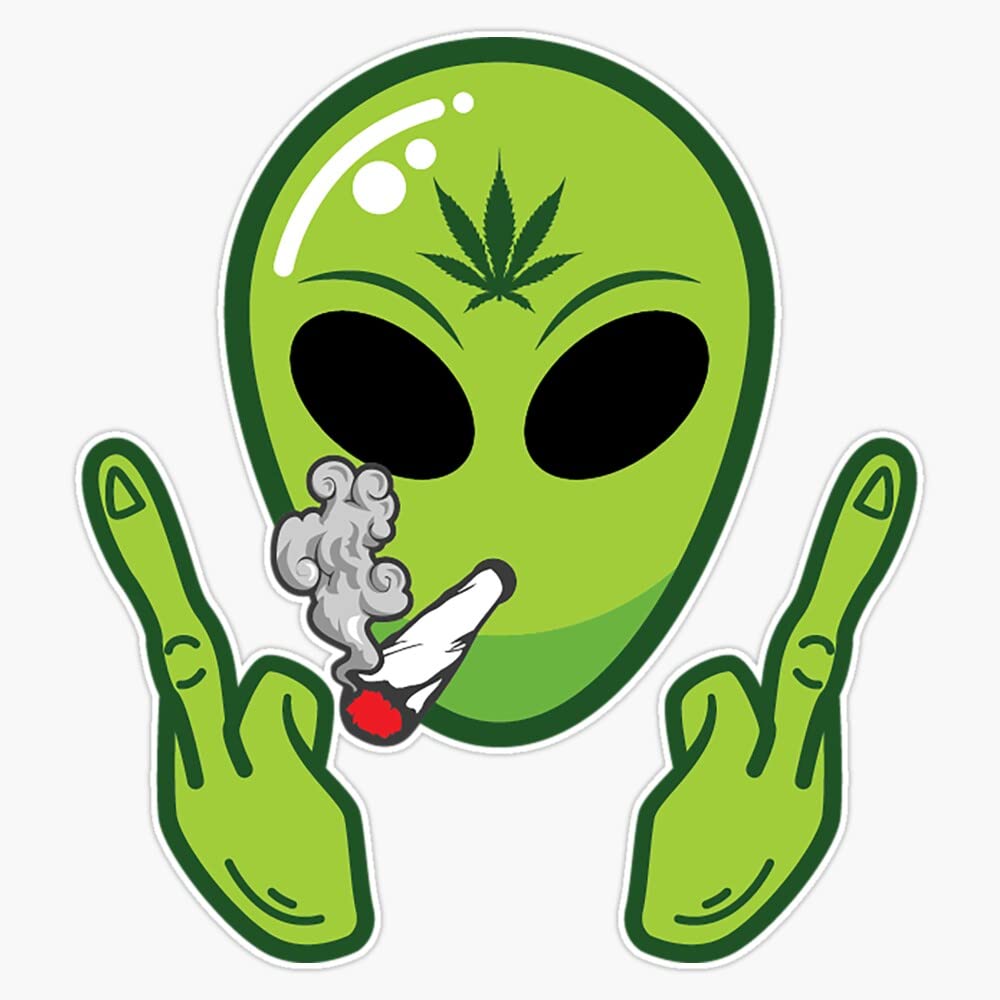 green alien with cigarette Magnet Smoking Middle Fingers Up Magnetic Vinyl Sticker 5