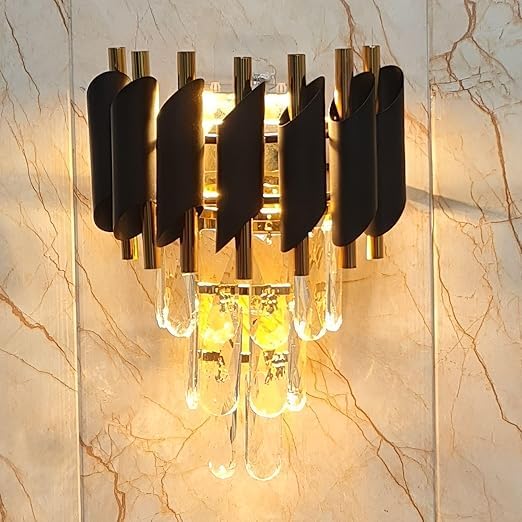 Image of Black Mamba Wall Light (Metal and Crystal), Pack of 1