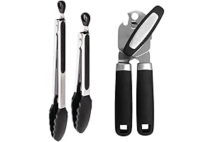 Gorilla Grip Silicone Tongs and Manual Can Opener Set: Essential Kitchen Tools...