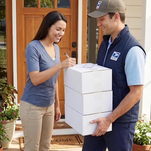 Image of HORLIMER 8x6x4 Shipping Boxes Set of 40, White Corrugated Cardboard Mailer Box for Packing Small Business