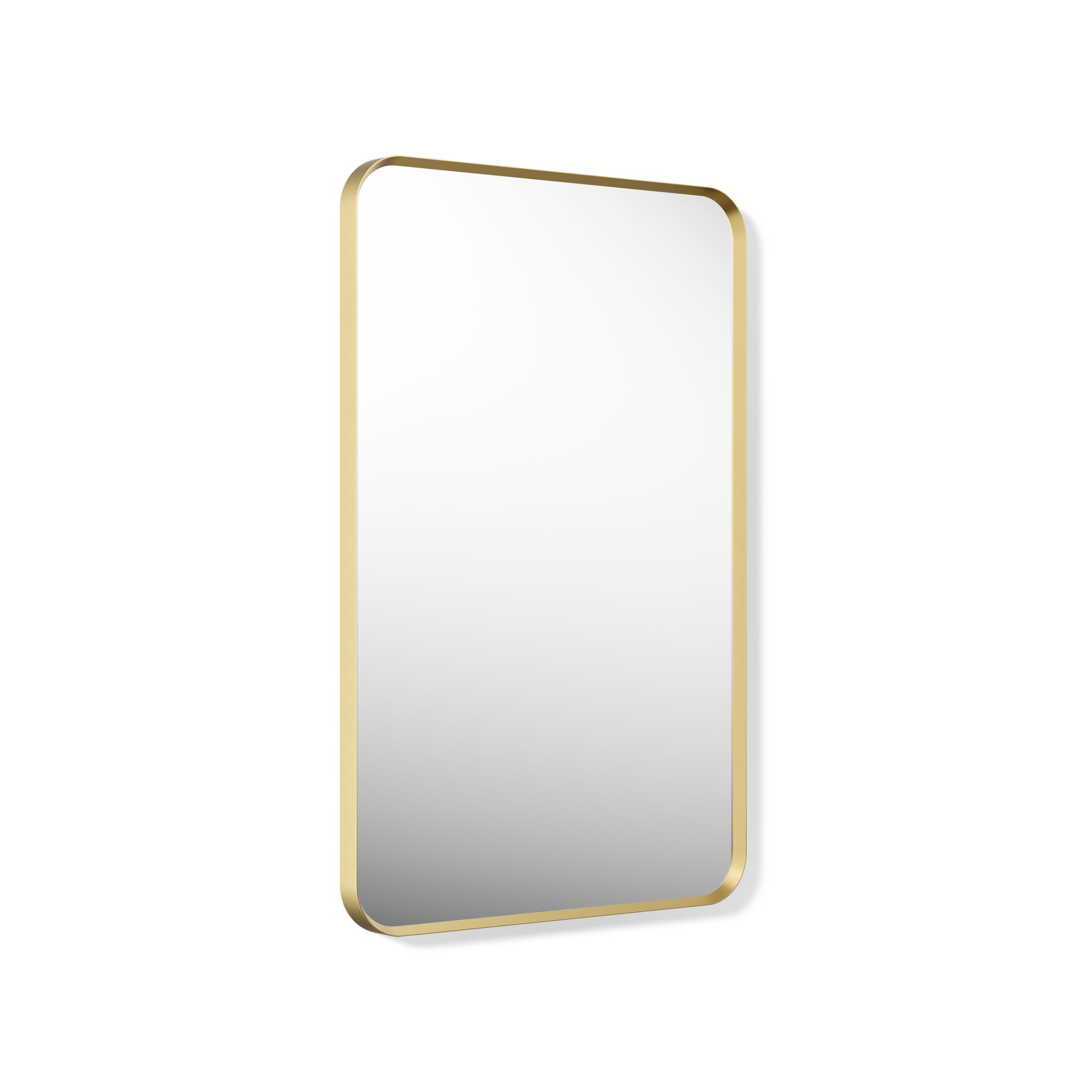 Kohler Essential Rectangle Decorative Mirror for Wall 22"x 34" (560mmX864mm) Modern Brushed Gold Frame with Silver Coated Glass - Mirror for Bathroom, Living Room, Bedroom - Premium Metal-image-3