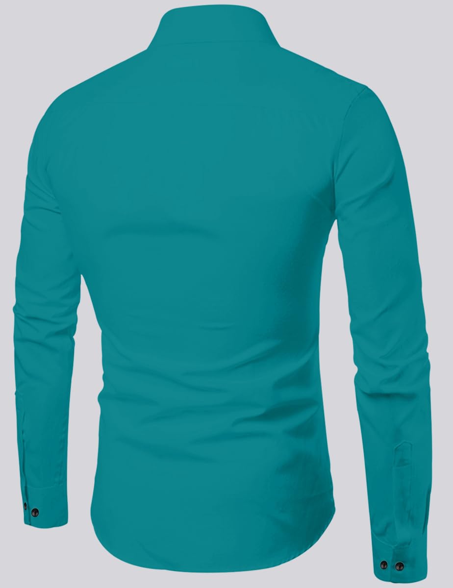 Camicia casual da uomo in misto cotone, vestibilità regolare, a maniche lunghe, confezione da 2