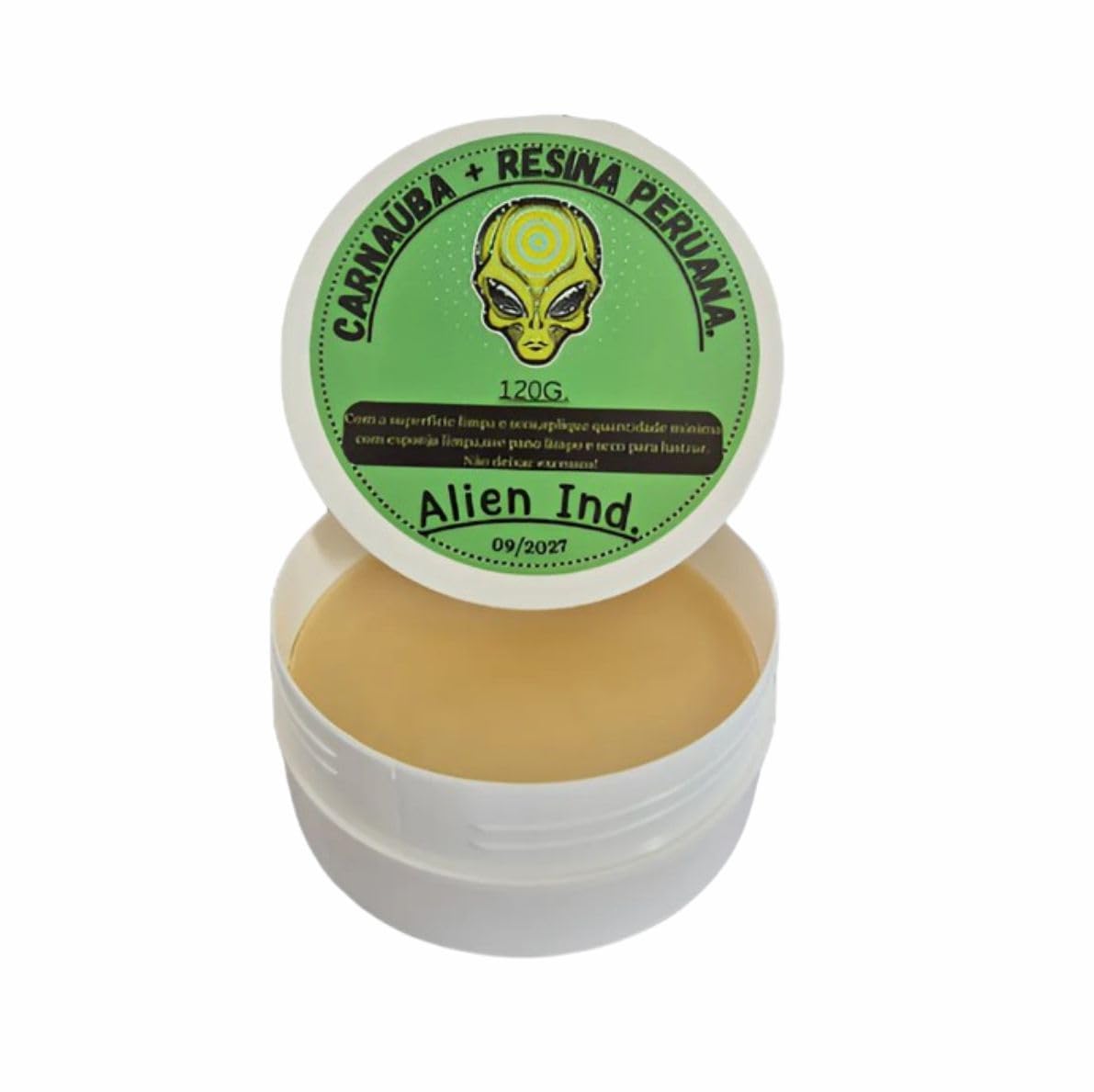 Cera Automotiva Carnaúba + Resina Peruana Alien Cera 120g | Brilho Espelhado, Remove