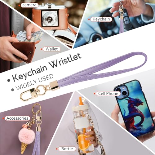 Image of KNGITRYI Small Wristlet Wallets for Women RFID Credit Card Holder Wallet Keychain Wristlet Wallet Credit Card Wallets for Women (Purple)