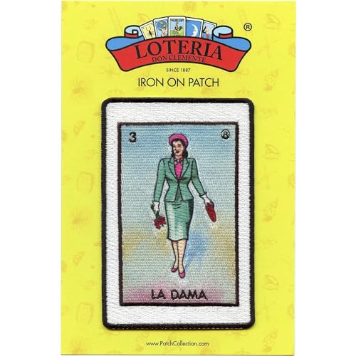 La Dama 3 Patch Lady Mexican Loteria Card Sublimated Embroidery Iron On