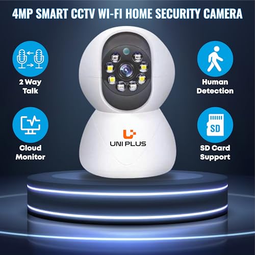 Image of UNIPLUS Alpha 4MP Wi-Fi Smart Home Security Camera | 360 View, Night Vision, Pan & Tilt, 2-Way Audio, Motion Detection, SD Card Support, Alexa Compatible - UP-4M PT-CC