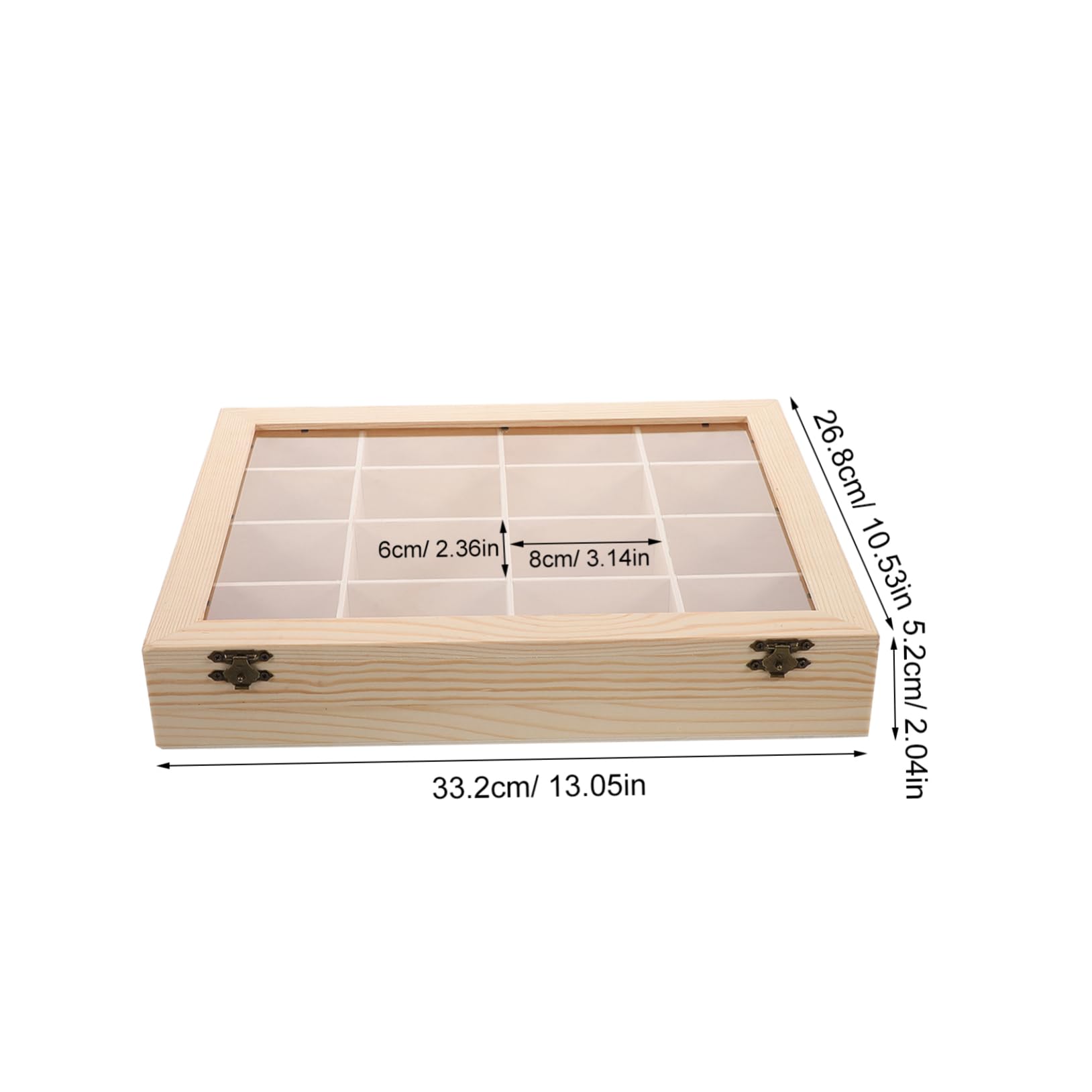 OUNONA Wooden Rock Collection Organizer Display Box Lid Sturdy Storage Case for Minerals and Stones