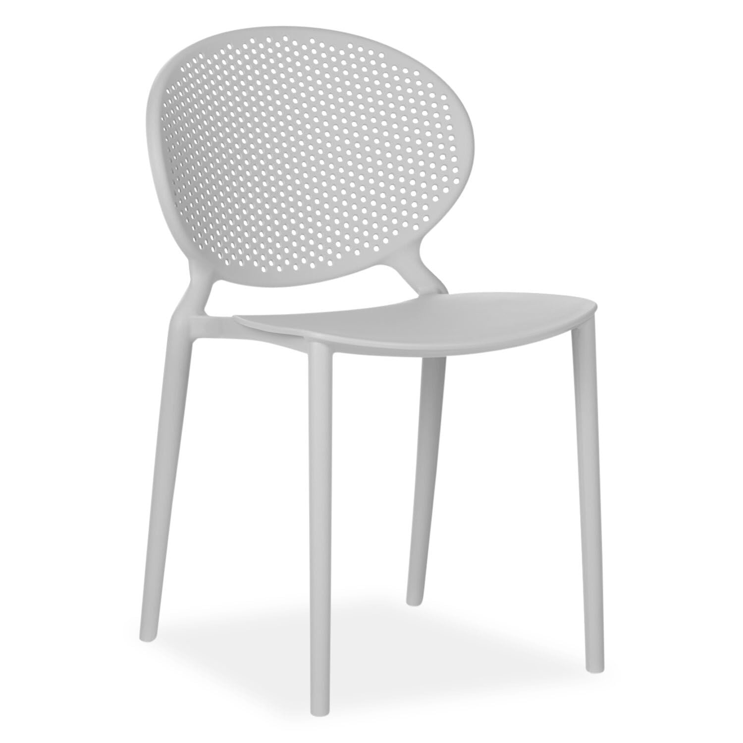 Homestyle4u 2472 Lot de 4 chaises de jardin empilables en plastique gris résistant aux intempéries