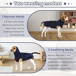 IDOMIK Dog Anxiety Calming Hoodie,Breathable Dog Anxiety Jacket Vest Coat for Thunderstorms, Fireworks, Vet Visits, Separation,Adjustable Dog Hoodies for Noise Block & Ear Protection Recovery,Blue,M