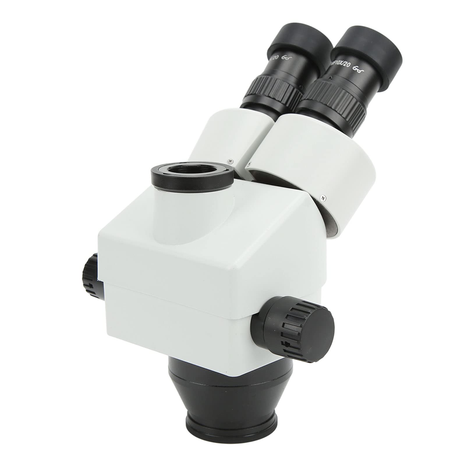 Cabezal de Microscopio Trinocular con Zoom, Cabezal de Microscopio Estéreo de Vidrio Metálico de 3,5X a 90X con Oculares WF10X de 30 Mm, Inclinación de 45 Grados y Rotación de 360 ​​Grados