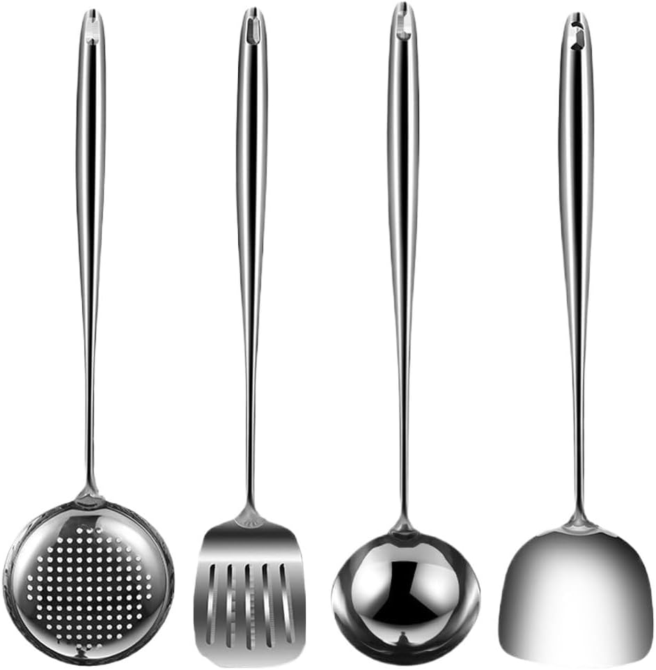 Stainless Steel Spoon Colander Spatula Frying Shovel Cooking Kitchen Utensils Set
