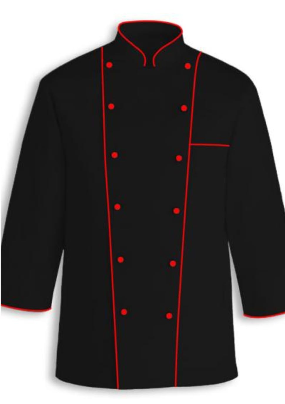 unisim Solid Black Chef Coat With Piping-picture-52